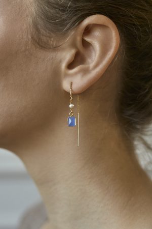 Wiszące kolczyki z niebieskim chalcedonem